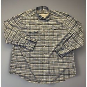 Vineyard Vines Harbor Shirt Blue White Plaid Vented Embroidered Logo XXL JBHS